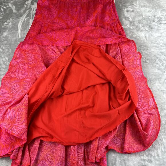 Tommy Hilfiger‎ Tropical Maxi Dress Size 8 Red Magenta Sleeveless Tiered (0721) - Picture 5 of 13